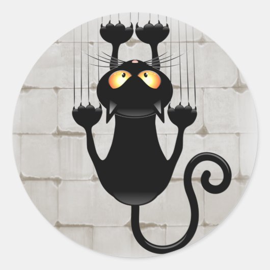 Cat Falling neergehaald leuke tekenfilm Ronde Sticker (Voorkant)
