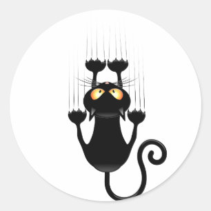 Cat Falling neergehaald leuke tekenfilm Ronde Sticker