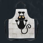 Cat Falling neergehaald leuke tekenfilm Schort<br><div class="desc">Fun Black Cat Cartoon die een muur of een gordijn omlaag gooit en alles doorsijpelt! Oorspronkelijk Creëer op Vector Grafische Kunsttechniek. Design Copyright BluedarkArt TheChameleonArt.</div>