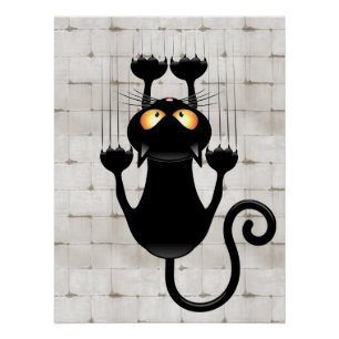 Cat Falling neergehaald leuke tekenfilm Tapestry Perfect Poster