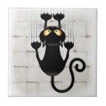 Cat Falling neergehaald leuke tekenfilm Tegeltje<br><div class="desc">Fun Black Cat Cartoon die een muur of een gordijn omlaag gooit en alles doorsijpelt! Oorspronkelijk Creëer op Vector Grafische Kunsttechniek. Design Copyright BluedarkArt TheChameleonArt.</div>