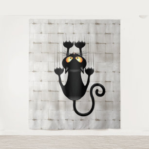 Cat Falling neergehaald leuke tekenfilm Wandkleed