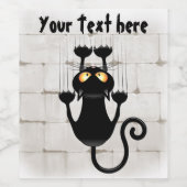 Cat Falling neergehaald leuke tekenfilm Wijn Etiket (Enkel label)