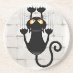 Cat Falling neergehaald leuke tekenfilm Zandsteen Onderzetter<br><div class="desc">Fun Black Cat Cartoon die een muur of een gordijn omlaag gooit en alles doorsijpelt! Oorspronkelijk Creëer op Vector Grafische Kunsttechniek. Design Copyright BluedarkArt TheChameleonArt.</div>