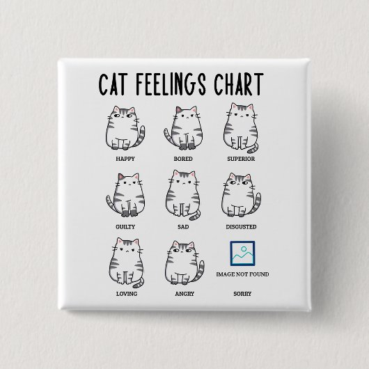 Cat Feelings Chart Vierkante Button 5,1 Cm (Voorkant)