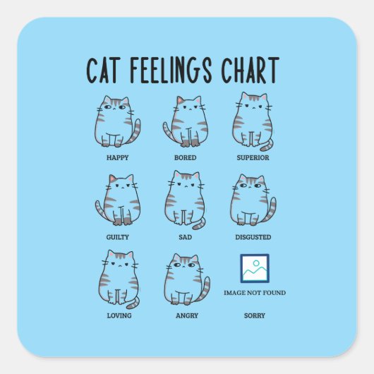 Cat Feelings Chart Vierkante Sticker (Voorkant)