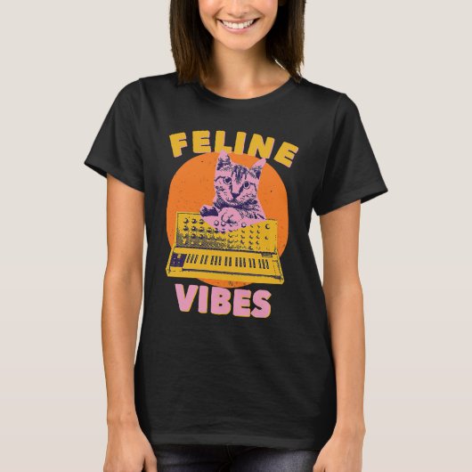 Cat  Feline Vibes  Cat Feeling Synth Synthesizer 9 T-shirt (Voorkant)