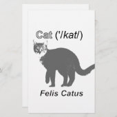 Cat Felis Catus Briefpapier (Voorkant / Achterkant)