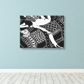 Cat Felix Vallotton Lady Bed Laziness La Paresse Canvas Afdruk (Insitu (Houten vloer))
