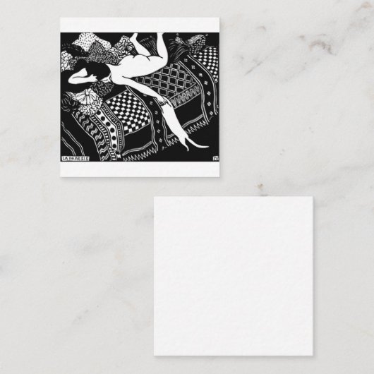 Cat Felix Vallotton Lady Bed Laziness La Paresse Vierkante Visitekaartje (Voorkant / Achterkant)