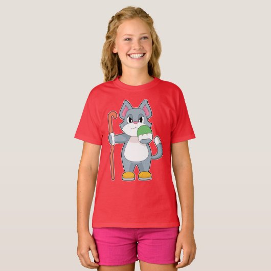 Cat Field hockey Veldhockeystick T-shirt (Voorkant volledig)