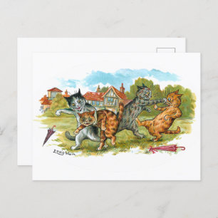 Cat Fight Louis Wain Briefkaart