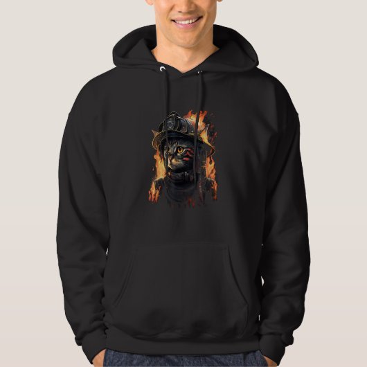 Cat Firefighter Show Your Love for Firefighting Hoodie (Voorkant)
