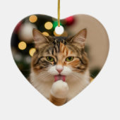 Cat First Christmas Aangepaste naam en foto Keramisch Ornament (Achterkant)