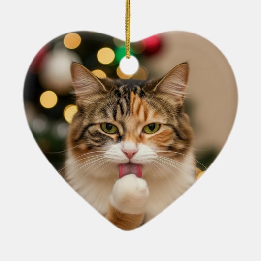 Cat First Christmas Aangepaste naam en foto Keramisch Ornament (Achterkant)