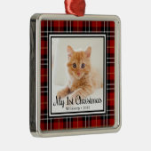 Cat First Christmas-foto Metalen Ornament (Rechts)