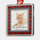 Cat First Christmas-foto Metalen Ornament (Links)