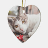 Cat First Forever Home Kerstmis White Heart Keramisch Ornament (Links)