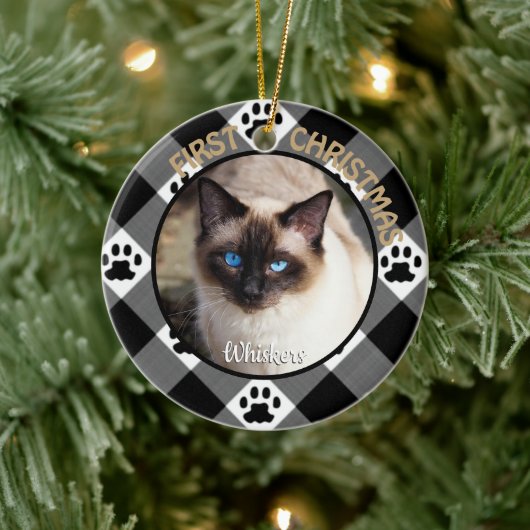 Cat First Kerstkerkeepomwille Keramisch Ornament (Boom)