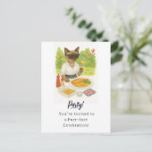 Cat Fish and Chips Party voor Londenaar Engels Briefkaart (Staand voorkant)