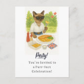 Cat Fish and Chips Party voor Londenaar Engels Briefkaart (Voorkant)