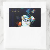 Cat Fish Sushi Humor Grappige Rechthoek Sticker (Tas)