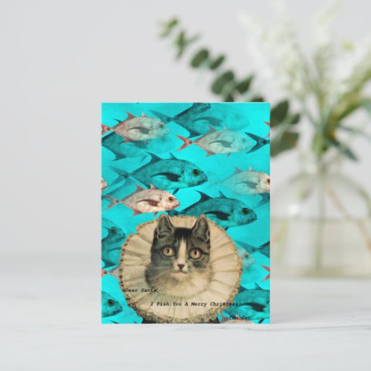 Cat Fish You Digital Collage Briefkaart (Staand voorkant)