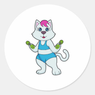 Cat Fitness Dumbbell Ronde Sticker