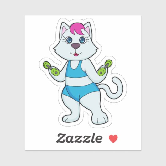 Cat Fitness Dumbbell Sticker (Vel)