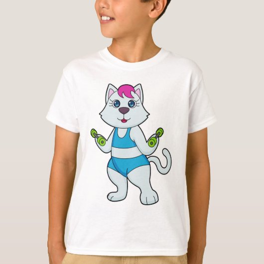 Cat Fitness Dumbbell T-shirt (Voorkant)