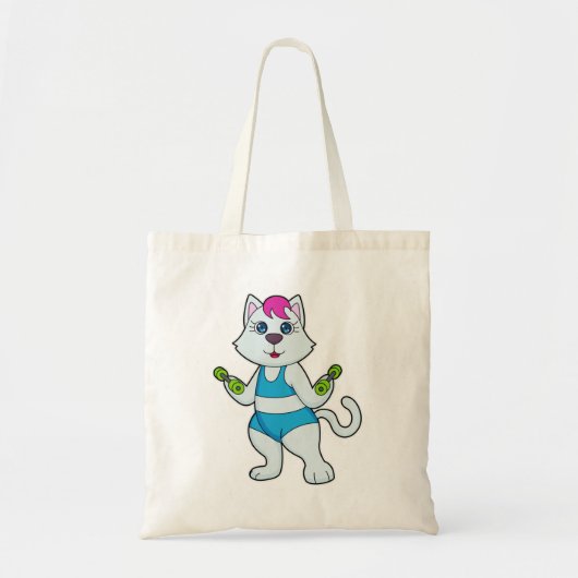 Cat Fitness Dumbbell Tote Bag (Voorkant)