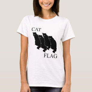 Cat Flag Funny Black Flag T-shirt