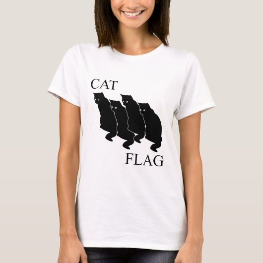 Cat Flag Funny Black Flag T-shirt (Voorkant)