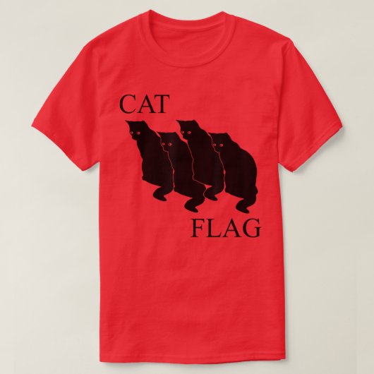 Cat Flag Funny Black Flag T-shirt (Design voorkant)