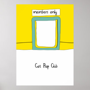 Cat Flap Club Cartoon Poster