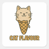 Cat Flavour Cute Ice Cream Cat Cone Vierkante Sticker (Voorkant)