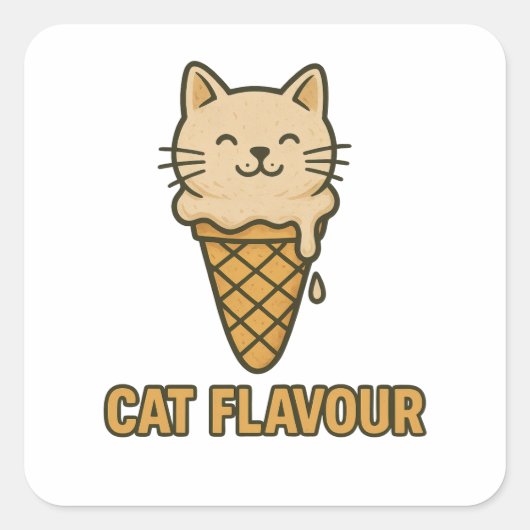 Cat Flavour Cute Ice Cream Cat Cone  Vierkante Sticker (Voorkant)