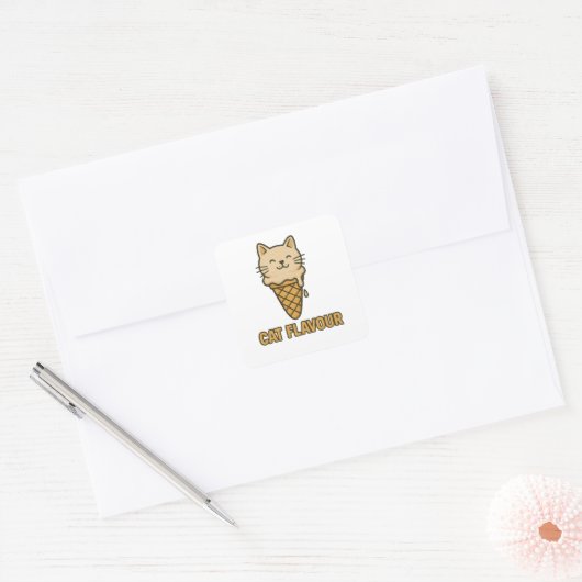 Cat Flavour Cute Ice Cream Cat Cone Vierkante Sticker (Envelop)