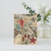 Cat Floral Collage Pattern – Cute Artistic Design Briefkaart (Staand voorkant)