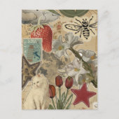 Cat Floral Collage Pattern – Cute Artistic Design Briefkaart (Voorkant)