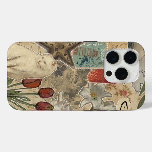 Cat Floral Collage Pattern – Cute Artistic Design Case-Mate iPhone Case (Achterkant (horizontaal))