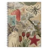 Cat Floral Collage Pattern – Cute Artistic Design Notitieboek (Voorkant)