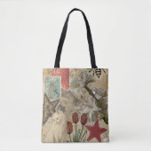 Cat Floral Collage Pattern – Cute Artistic Design Tote Bag (Voorkant)
