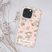 Cat Floral Fun Cute Reading roze Girly Case-Mate iPhone Case