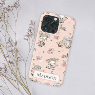 Cat Floral Fun Cute Reading roze Girly Case-Mate iPhone Case