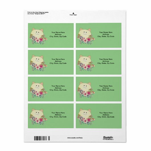 Cat Floral Labels (Full Sheet)