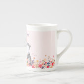 Cat Floral Pink Whimsical Hot Chocolade Porselein Kop (Rechts)