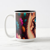 Cat Floral Tweekleurige Koffiemok (Links)