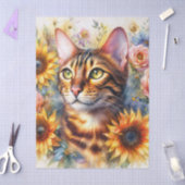 Cat Floral Watercolor Portrait Art Tissuepapier (Craft)