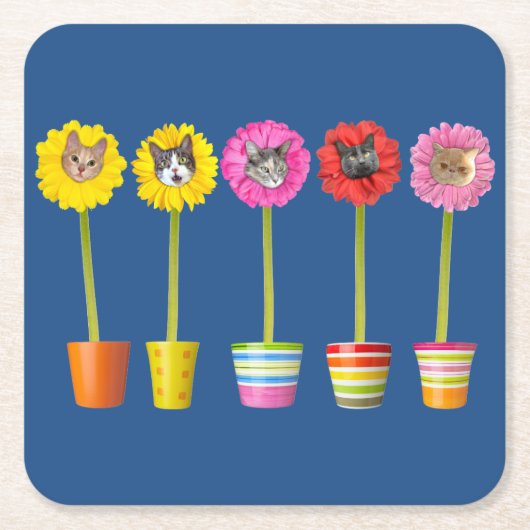 "Cat Flower" Garden LOL Funny Onderzetters (Voorkant)